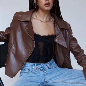 Princess Polly PU Cropped Jacket